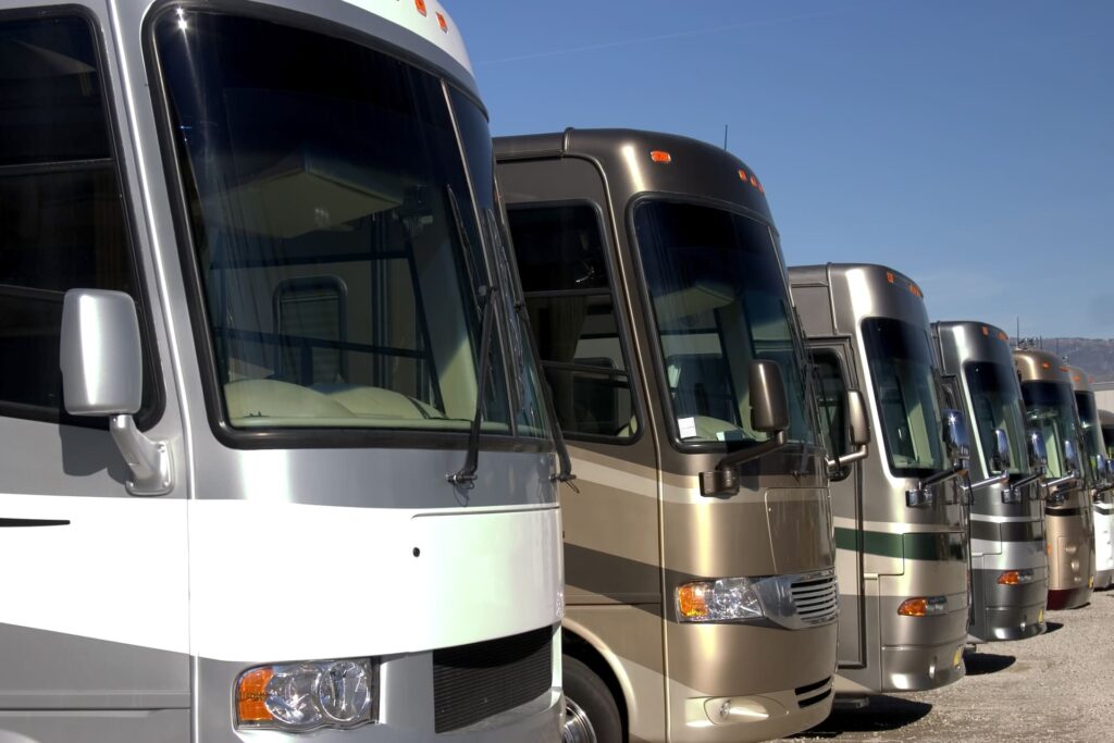 Large RVs at Dealership