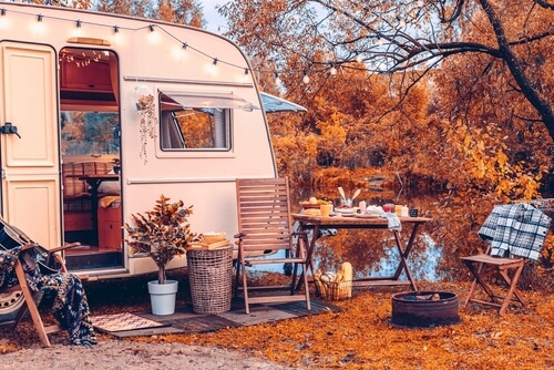 RV Camper in the Fall